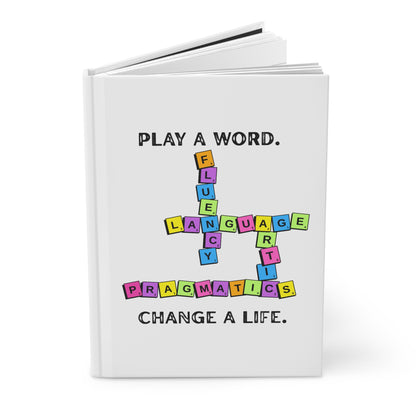 Speech Therapy Journal — "Play a Word. Change a Life." Speech-Language Pathology Word-Block Hardcover Journal