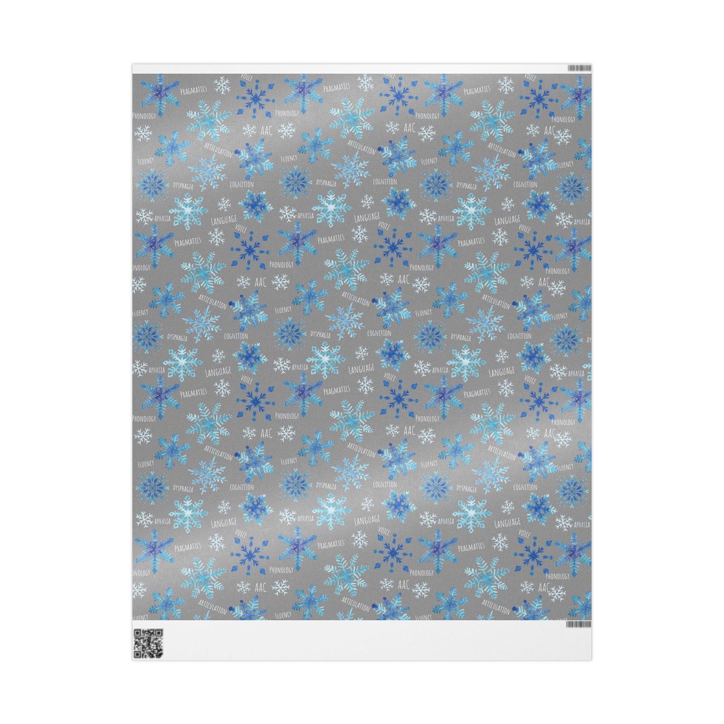Speech Therapy Snowflake Wrapping Paper - Snowflake Pattern with Speech Therapy Communication Disorders Words