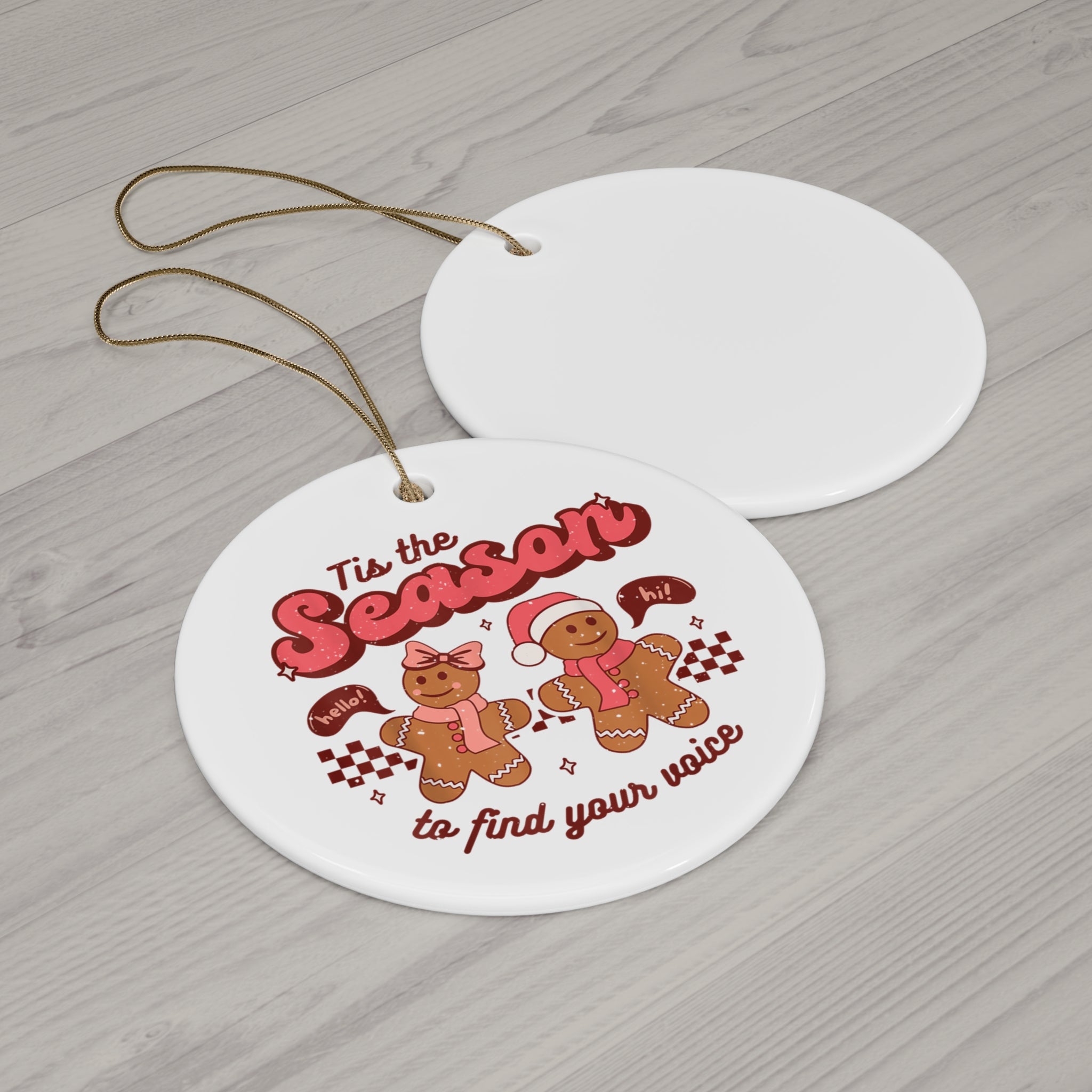 Gingerbread 'Tis the Season' Ceramic Ornament — Holiday Tree Decoration