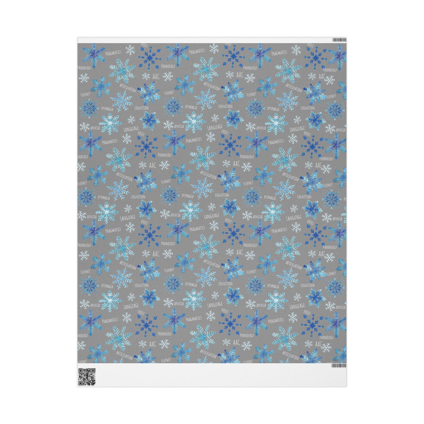 Speech Therapy Snowflake Wrapping Paper - Snowflake Pattern with Speech Therapy Communication Disorders Words